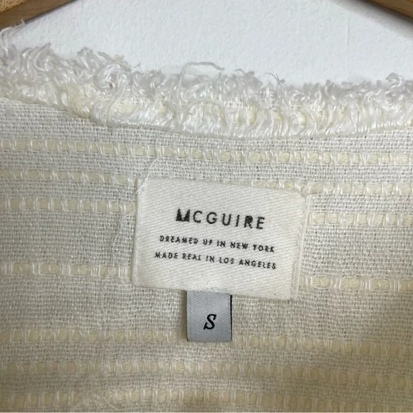 McGuire Linen Cotton Blend Split Long Sleeve Tie Top Blouse S Textured Luxury - Picture 12 of 16